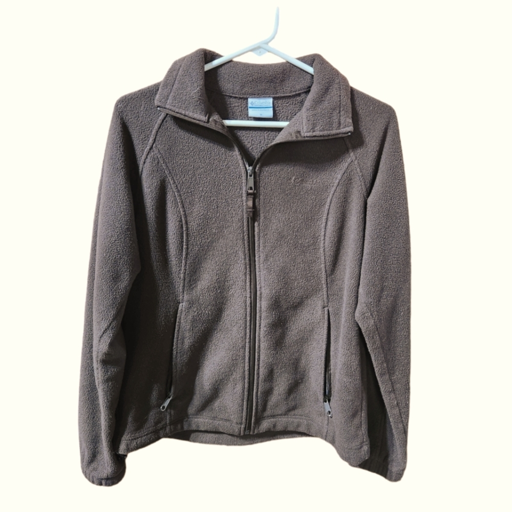 Columbia Mens Brown Full Zip Fleece Jacket Coat - Size Medium
